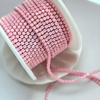 Стразовая цепь, Pink Opal, ss6