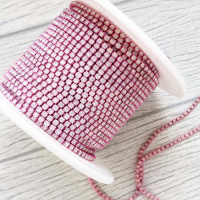 Стразовая цепь, White Opal +Pink, ss4