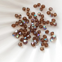 Биконусы Preciosa Smoked Topaz AB, 3мм, 20шт