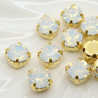 Шатон White Opal+gold, 6мм, 1шт