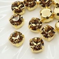 Шатон Preciosa Maxima Smoke Topaz+gold, 6мм, 1шт