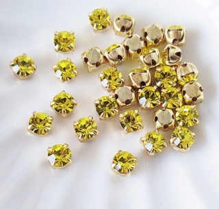 Шатоны Citrine DF+gold, 4мм, 10шт