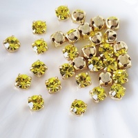 Шатоны Citrine DF+gold, 4мм, 10шт
