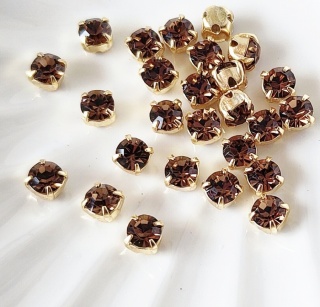Шатоны Smoke Topaz+gold, 4мм, 10шт