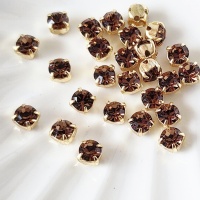 Шатоны Smoke Topaz+gold, 4мм, 10шт
