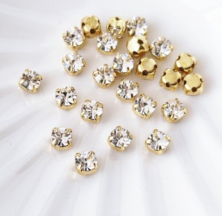 Шатоны Crystal+gold, 4мм, 10шт