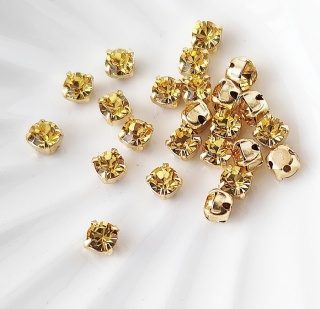 Шатоны Light Topaz+gold, 4мм, 10шт