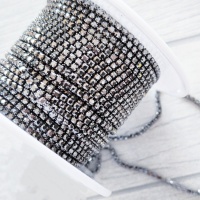 Стразовая цепь GumMetal, ss4 (1,4мм)