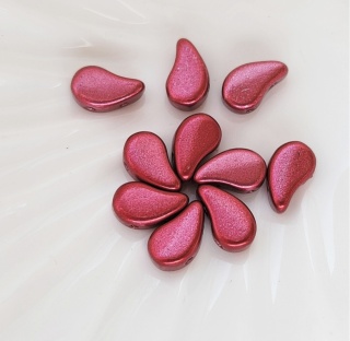 Бусины чешские красные PaisleyDuo 23980/24209 Metalust Lipstick Red, 10шт