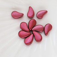 Бусины чешские красные PaisleyDuo 23980/24209 Metalust Lipstick Red, 10шт