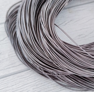 Канитель жёсткая темно-серая Dark Grey 1 мм, 1метр