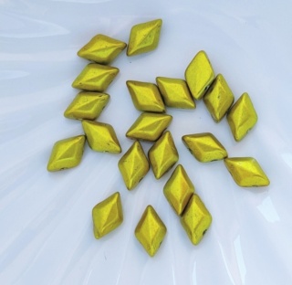 Бусины ромбовидные Чехия GemDuo 23980/24208 Metalust Yellow Gold, 20шт