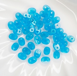 Бусины Бисер Супердуо голубые SuperDuo 60020/28771 Aquamarine AB Mat 2,5*5мм, 3гр (40шт)