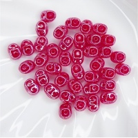 Бусины SuperDuo бисер красный 91250/14400 Opal Red White Luster 2,5*5мм, 3гр (38шт)