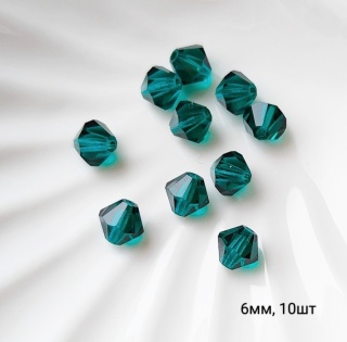 Биконусы Чехия Preciosa Emerald 6мм, 10шт