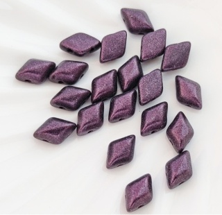 Бусины Гемдуо ромбы Чехия GemDuo 23980/79083 Metallic Suede Dark Plum, 20шт