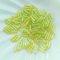 Стеклярус Япония Miyuki Bugles 258 Transp Chartreuse AB 6мм, 4 гр