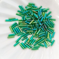 Стеклярус Япония Miyuki Bugles 179 Green AB 6мм, 4 гр