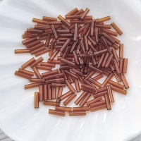 Стеклярус темный топаз Miyuki Bugles 134 Dark Topaz 6мм, 4 гр