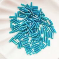 Стеклярус японский Miyuki Bugles 2405FR Matted Transp Teal AB 6мм, 4 гр