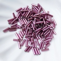 Стеклярус глянец темный аметист Miyuki Bugles 0013 Silver Lined Dk.Amethyst 6мм, 4 гр