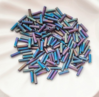 Японский стеклярус Матовый Ирис Miyuki Bugles 401FR Matted Multi Iris 6мм, 4 гр