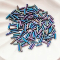 Японский стеклярус Матовый Ирис Miyuki Bugles 401FR Matted Multi Iris 6мм, 4 гр