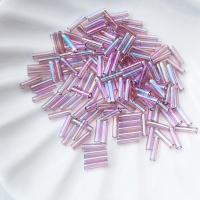 Стеклярус Япония Дымчатый аметист ABMiyuki Bugles 256 Smoky Amethyst AB 6мм, 4 гр