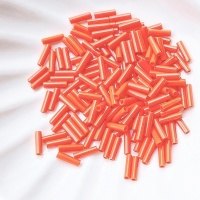Стеклярус оранжевый морковный Miyuki Bugles 406 Opaque Orange 6мм, 4 гр
