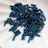 Стеклярус Японский Miyuki Bugles 452 Metallic Dk.Blue Iris 6мм, 4 гр