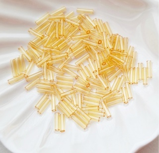 Стеклярус Светлый Топаз Miyuki Bugles 132 Light Topaz 6мм, 4 гр