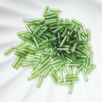 Стеклярус Оливковый Прозрачный Miyuki Bugles 158 Olive 6мм, 4 гр