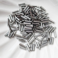 Стеклярус Серый с серебром Miyuki Bugles 021 Silver Lined Grey 6мм, 4 гр
