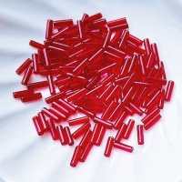 Стеклярус Красный Прозрачный Miyuki Bugles 141 Red 6мм, 4 гр