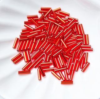 Стеклярус Япония Miyuki Bugles 010 Flame Red Silver Lined 6мм, 4 гр