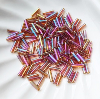 Стеклярус Япония Miyuki Bugles 257 Topaz AB 6мм, 4 гр
