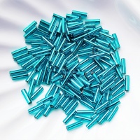 Стеклярус бирюзовый Miyuki Bugles 2425 Silver Lined Teal 6мм, 4 гр