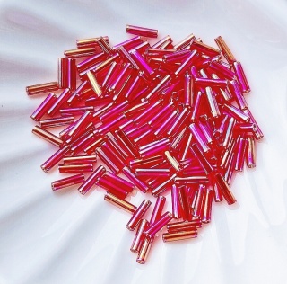 Стеклярус Японский Красный Miyuki Bugles 254 Red AB 6мм, 4 гр Стеклярус Японский Красный Miyuki Bugles 254 Red AB 6мм, 4 гр