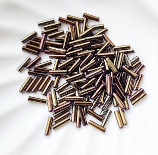 Стеклярус Коричневый Радужный Miyuki Bugles 458 Metallic Brown Iris 6мм, 4 гр Стеклярус Коричневый Радужный Miyuki Bugles 458 Metallic Brown Iris 6мм, 4 гр