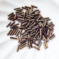 Стеклярус Коричневый Радужный Miyuki Bugles 458 Metallic Brown Iris 6мм, 4 гр