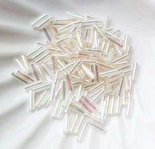 Стеклярус Хрусталь с золотым блеском Miyuki Bugles 2442 Crystal Ivory Gold Luster 6мм, 4 гр