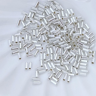 Стеклярус японский Bugle Toho №21 Silver-Lined Crysta, 3мм, 4гр