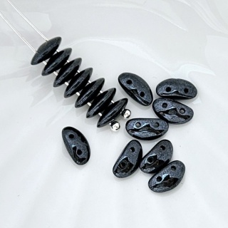 Чешские бусины МобиДуо MobyDuo 23980/14400 Jet Hematite, 3*8мм, 15шт