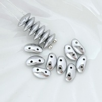 Бусины Чешские Matubo MobyDuo 01700 Серебро, 3*8мм, 15шт