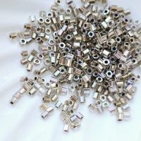 Японский бисер Hexagon 11/0, №994, Gold Lined Rainbow Crystal, 4гр