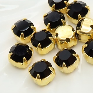 Шатон черный Чешский Jet U+gold, 6мм, 1шт