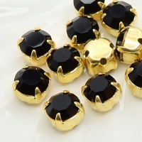 Шатон черный Чешский Jet U+gold, 6мм, 1шт