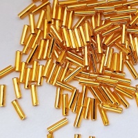 Стеклярус Миюки Япония Оранжевый Miyuki Bugles 0008, Orange S/L, 6мм, 4 гр