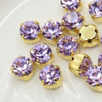 Шатон Сиреневый в золотой оправе Violet+gold, 6мм, 1шт