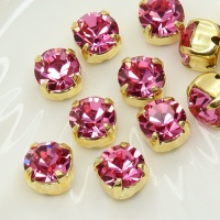 Шатон Розовый в золотой оправе Rose+gold, 6мм, 1шт